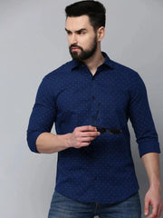 Men Navy Printed Casual Shirt-DIXIFPRINT-4803-Navyblue