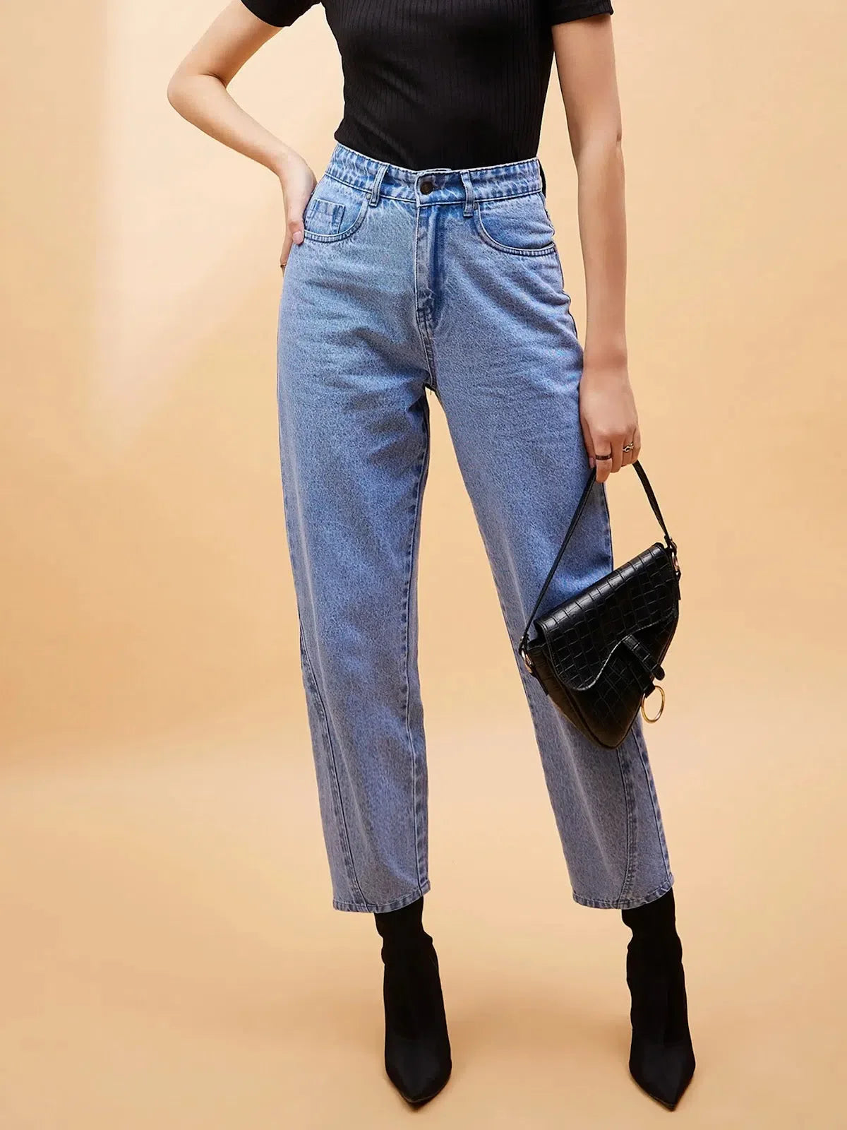 Ice Blue Balloon Fit Denim Jeans | Women's Comfort Fit Jeans