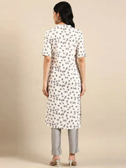 Women's Beige Printed Straight Kurta-SKC-3355-2-Cream