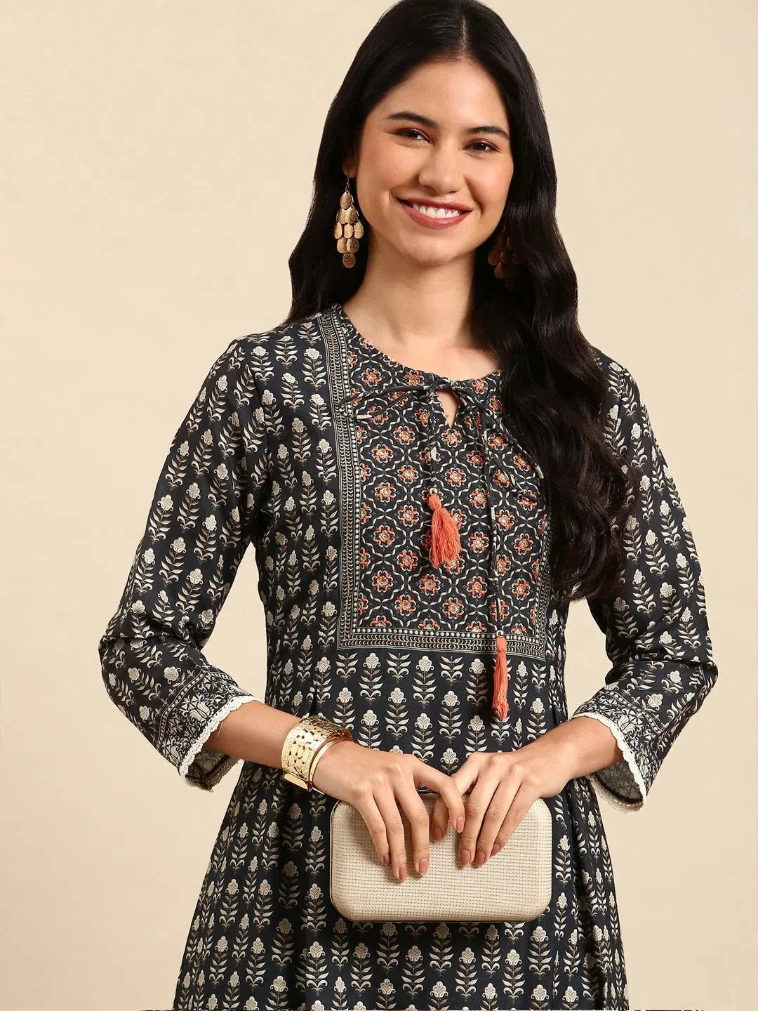 Green Printed Cotton Kurta Set | Women's Designer Kurta Sets