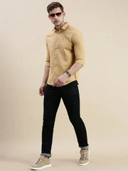 Men Khaki Solid Casual Shirt-CASPERPLAIN-5102-Khaki