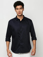 Men Navy Solid Casual Casual Shirts-TAVANTAPLAIN-5531-Navyblue