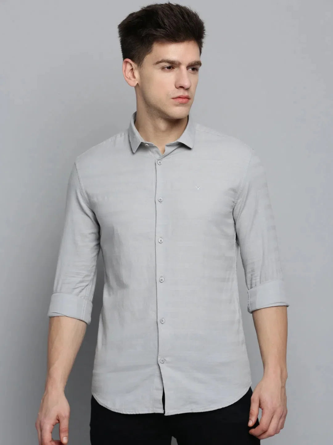 Solid Grey Mens Shirt - DesiQlo Casual Cotton Shirt Style