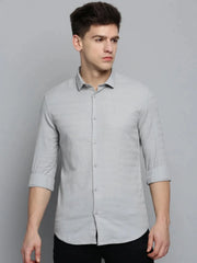 Men Grey Solid Casual Shirt-DEERASTRIPES-2074-Grey