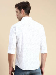 Men White Printed Casual Shirt-GURJANPRINT-5413-White