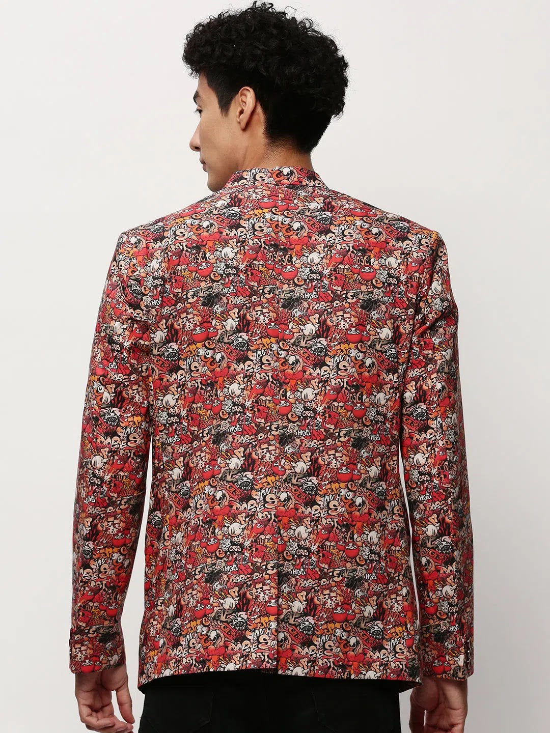 Rust Printed Men's Cotton Casual Blazer | Indian Nehru Jackets