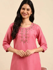 Women's Pink Solid Kurta SetKC-880-Pink