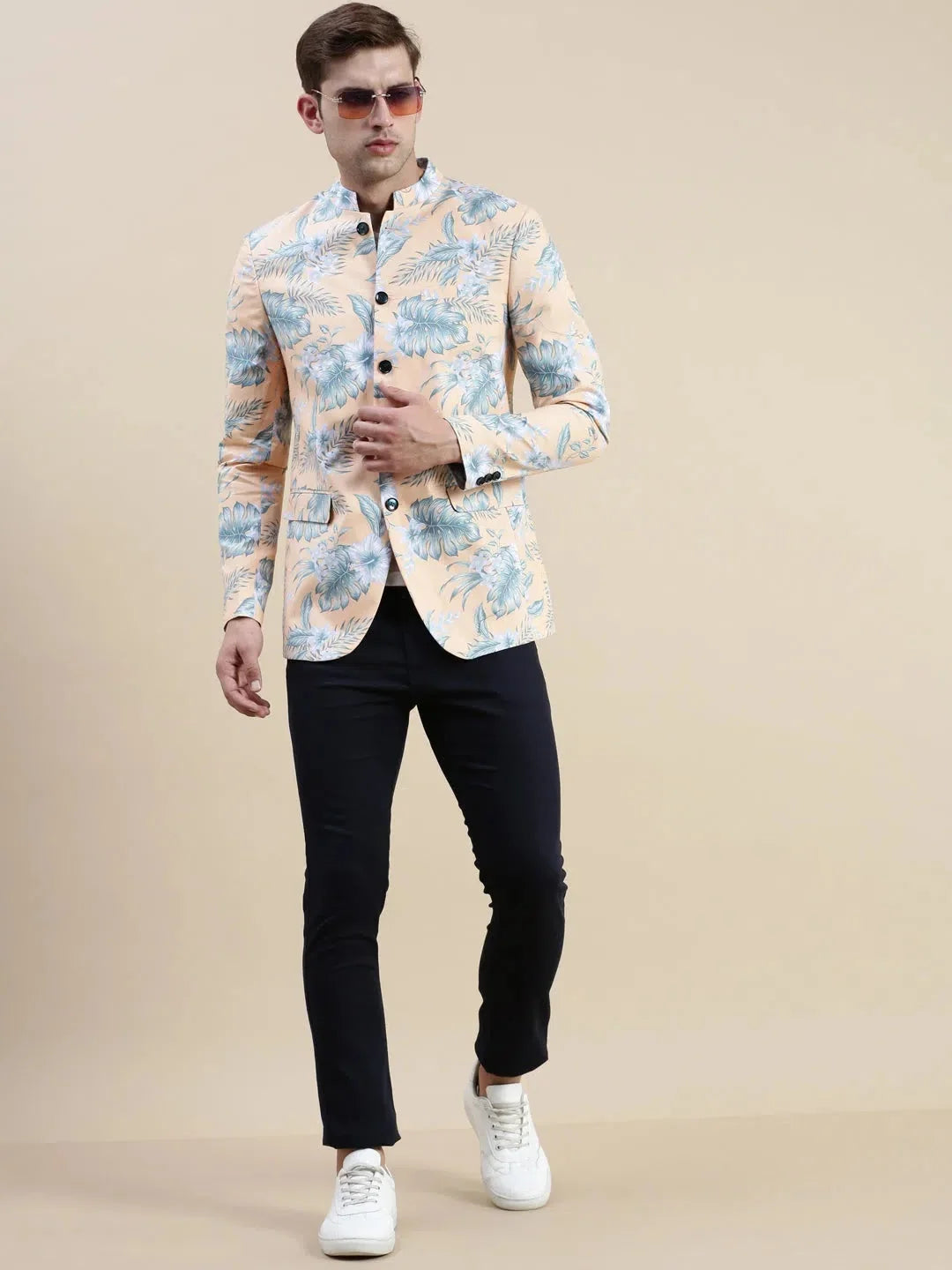 Men's Coral Printed Casual Blazer | Indian Nehru Jackets