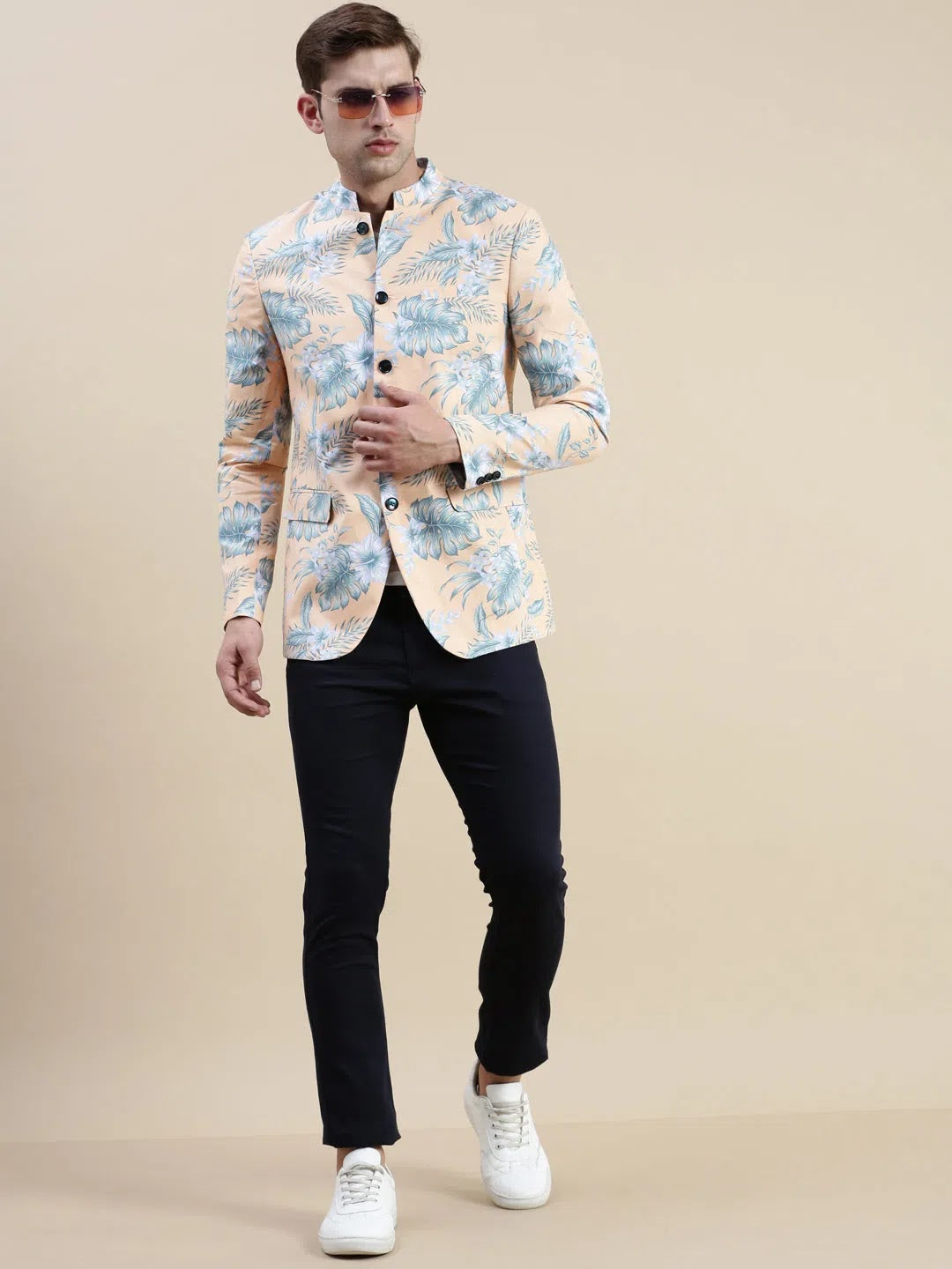 Men's Coral Printed Casual Blazer | Indian Nehru Jackets