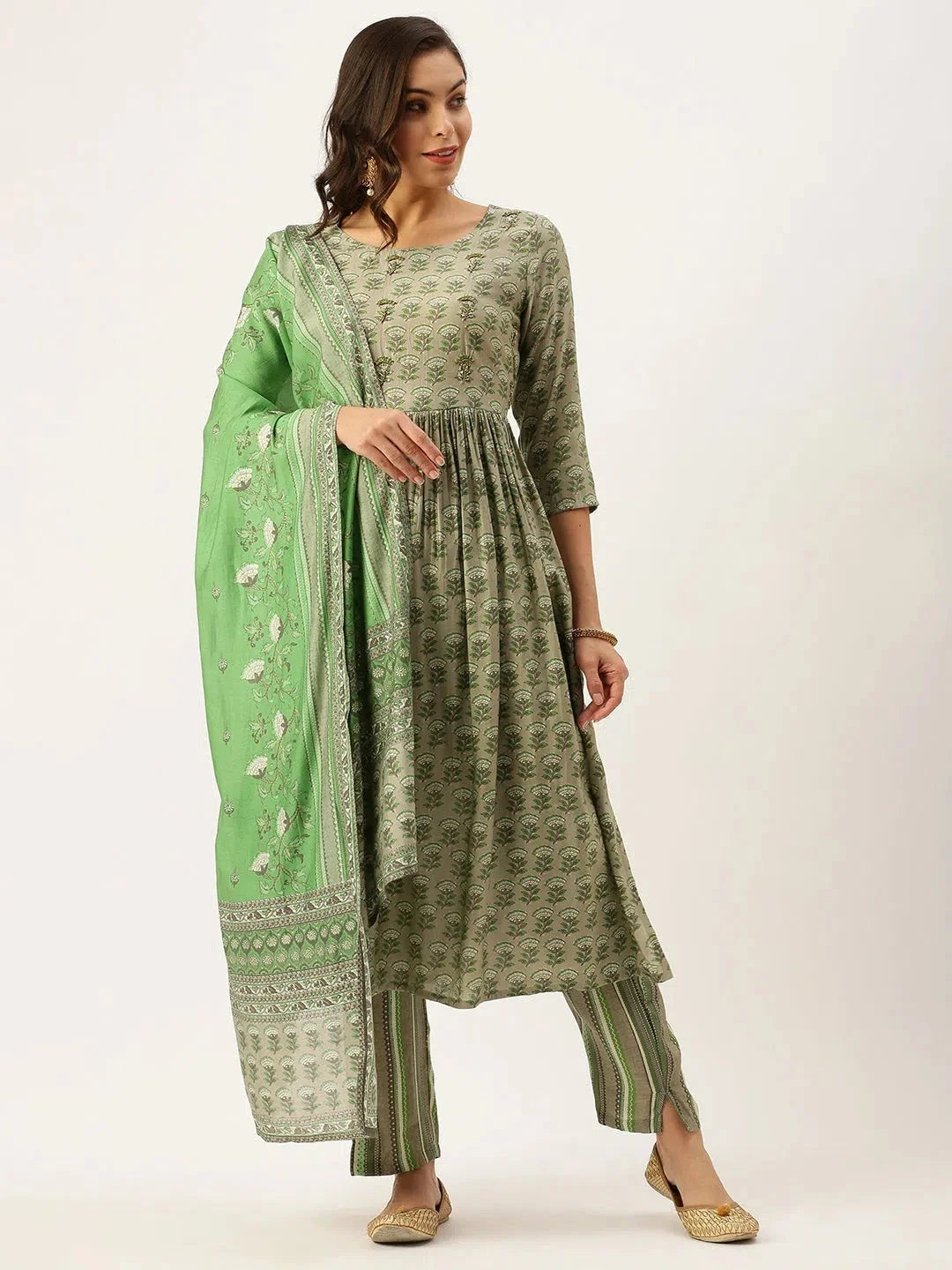 Grey Printed Kurta Set | Women's Indian Kurta Sets