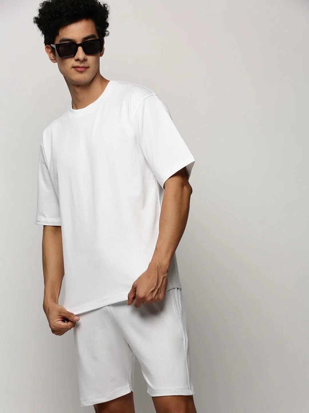 Men's White Solid Co ord Sets - Two Piece Sets for Men