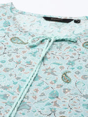 Women's Sea Green Printed Kurta Set-MRF-1158eagreen