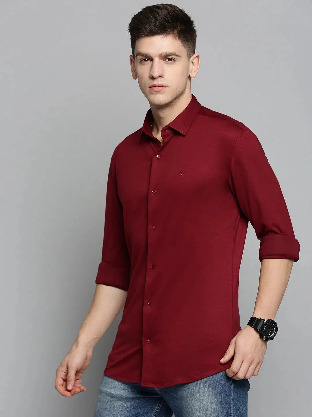 Red Solid Mens Shirt - Casual Cotton Shirt | DesiQlo