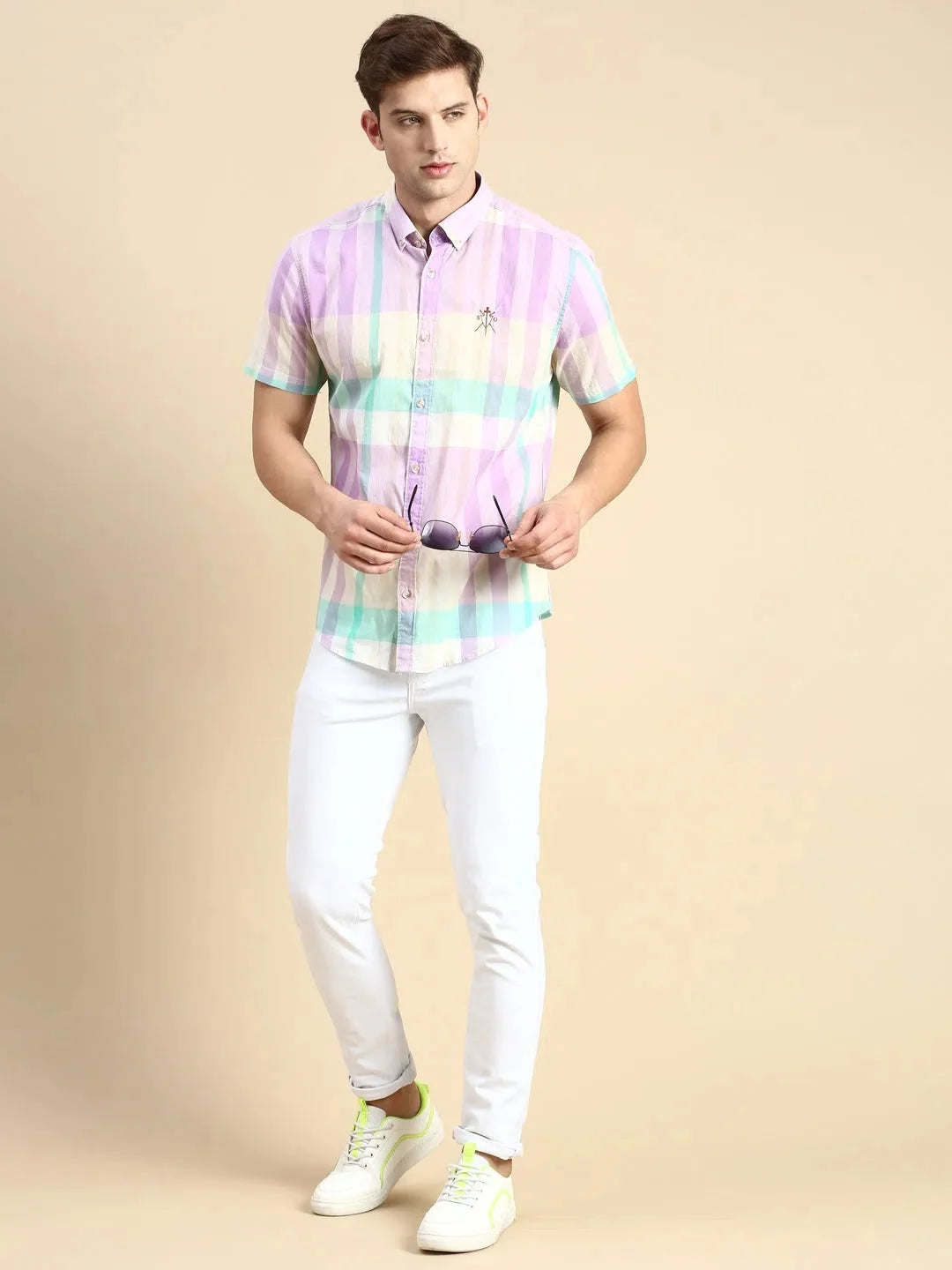 Elegant Multi Checked Mens Shirt - Cotton Casual Shirt | DesiQlo