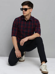 Men Maroon Checked Casual Shirt-DALTONCHECKS-4085-Maroon