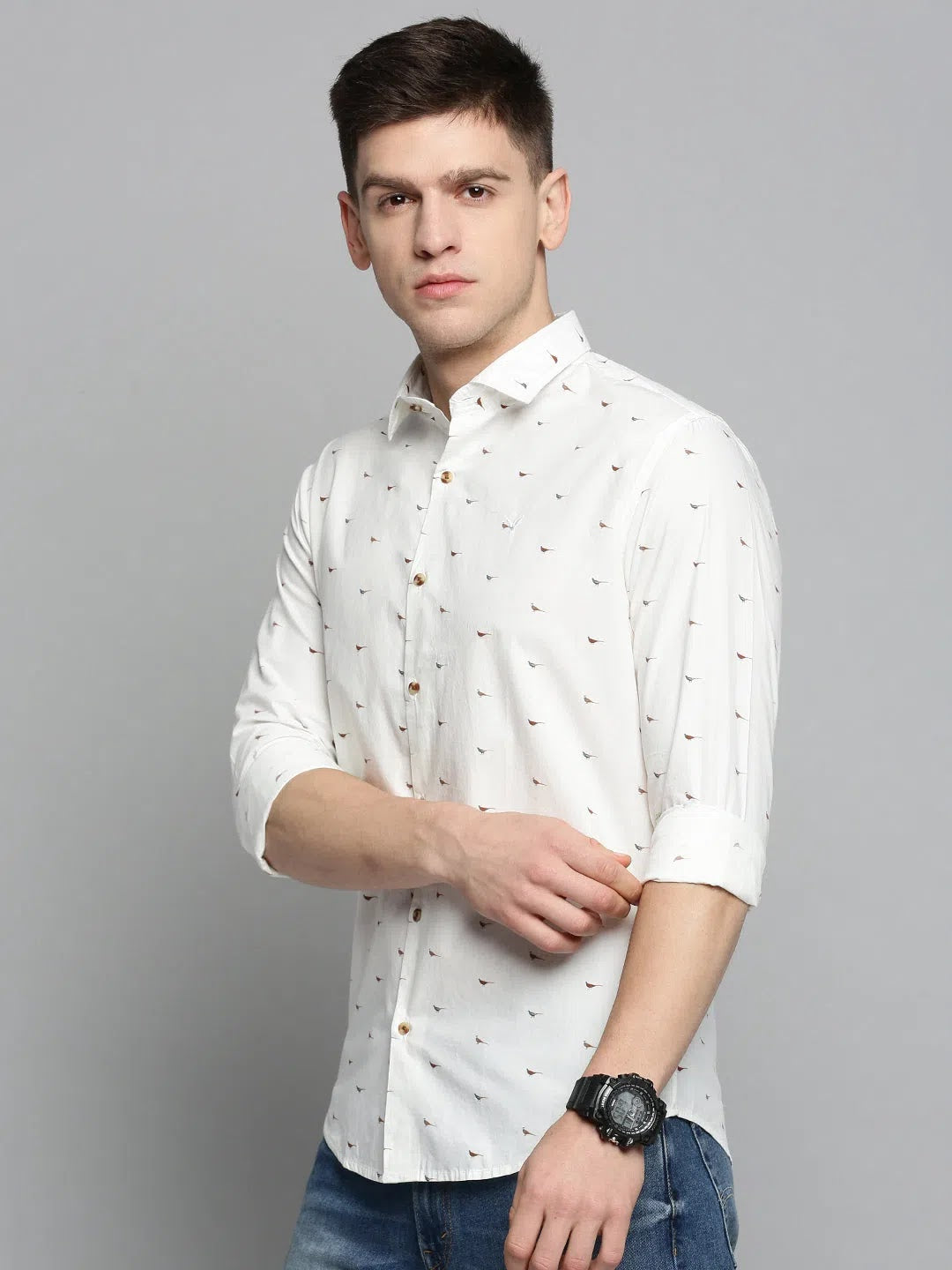 Shop White Printed Cotton Mens Shirt | Casual Style