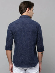 Men Navy Printed Casual Shirt-ELICAPRINT-4820-Navyblue