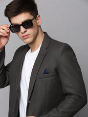 Men Grey Solid Blazer-AR-030-Grey