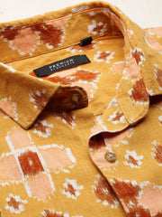 Men Yellow Printed Casual Shirt-REPLAYPRINTSLINEN-3454-Mustard