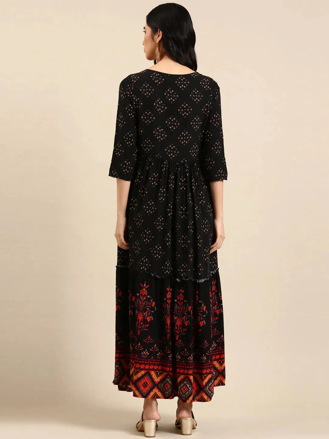 Black Solid Cotton Anarkali Kurta for Women | DesiQlo