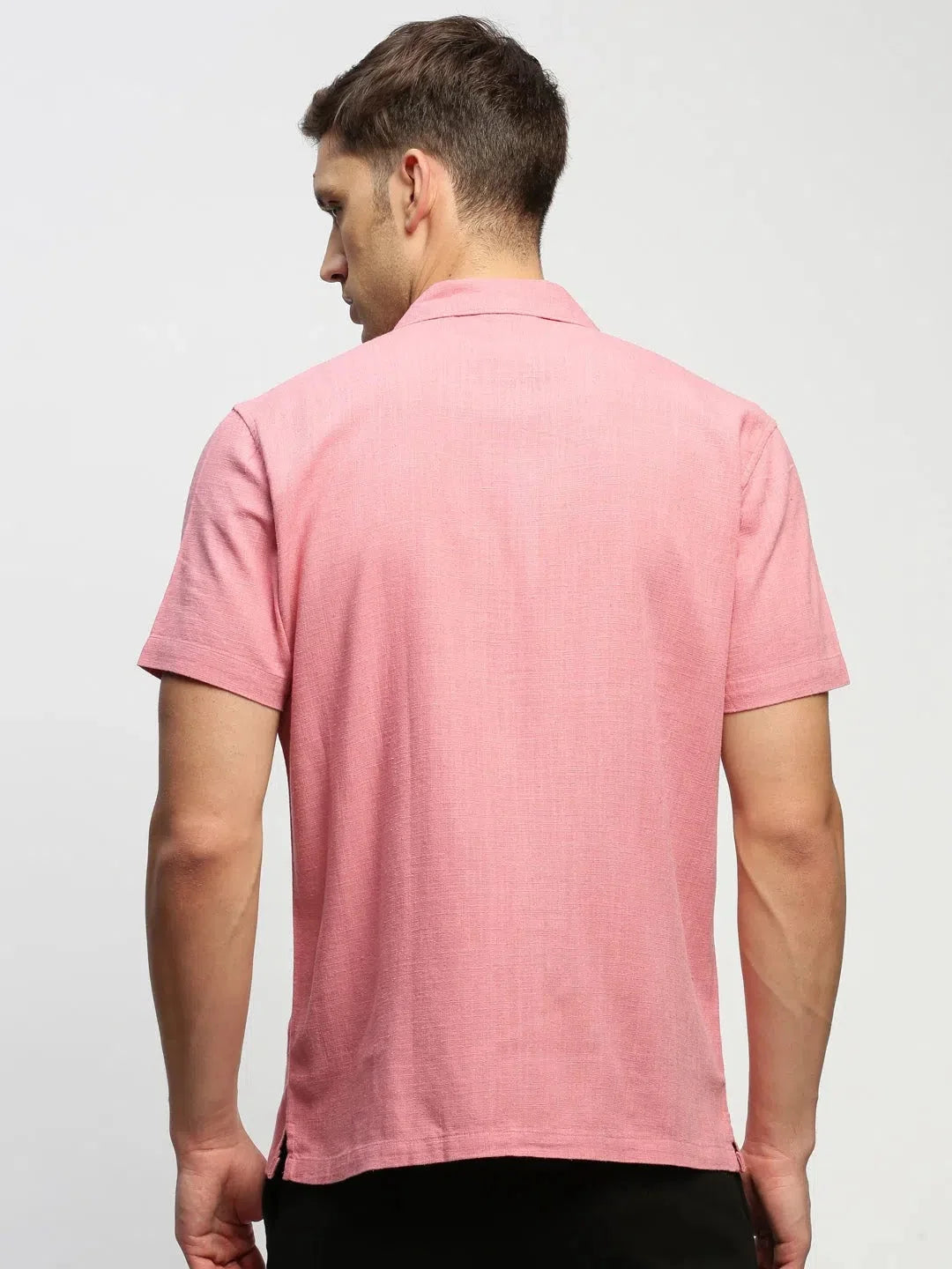 Men's Peach Solid Cotton Shirt | DesiQlo Stylish Look