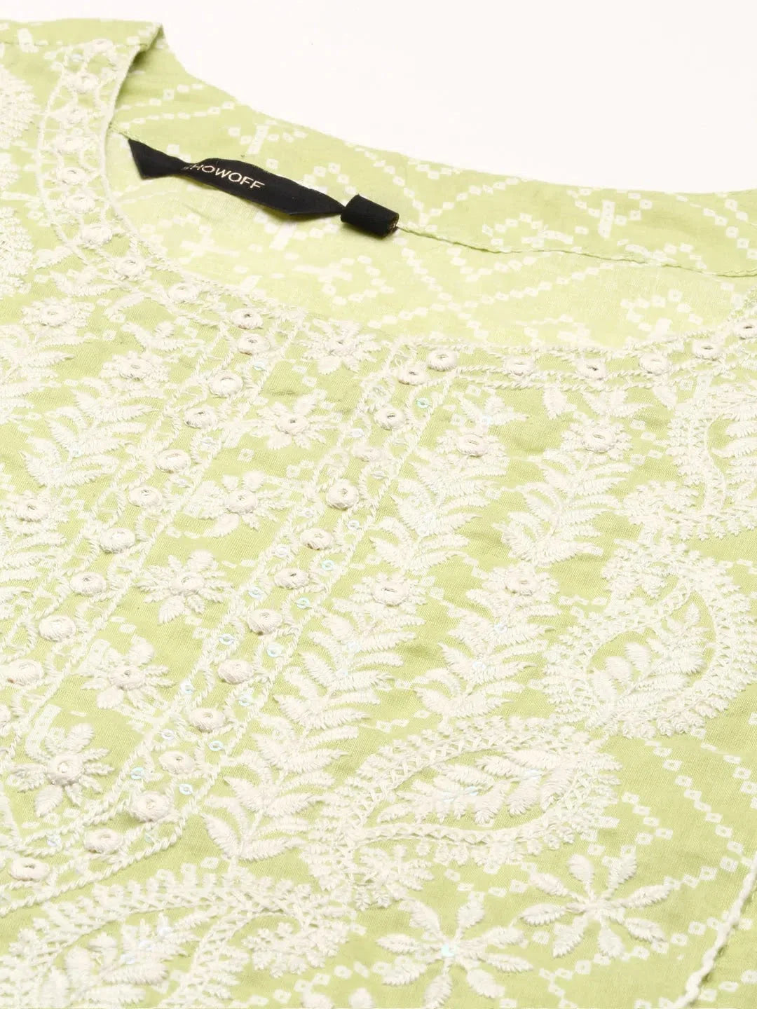 Green Printed Women's Kurta Set | Bandhini Cotton Kurta Sets