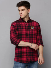 Men Purple Checked Casual Shirt-COLLINSCHECKS-4046-Magenta