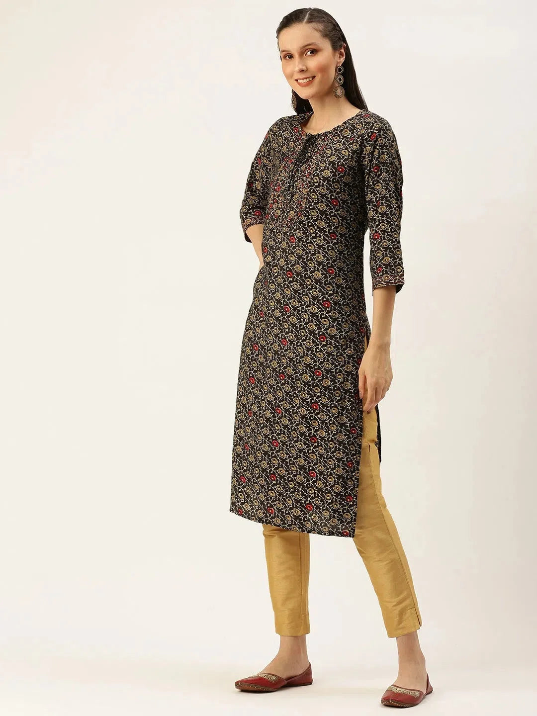 Brown Printed Kurta - Women's Indian Kurta Stylish Design