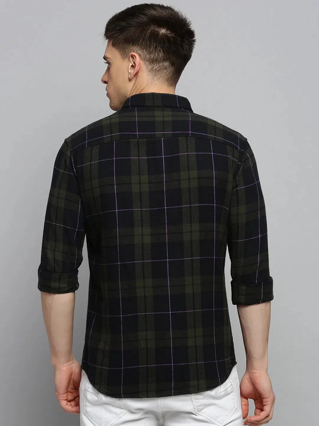 Men's Green Checked Cotton Shirt | Casual & Stylish