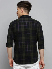 Men Green Checked Casual Shirt-DALTONCHECKS-4093-Olive