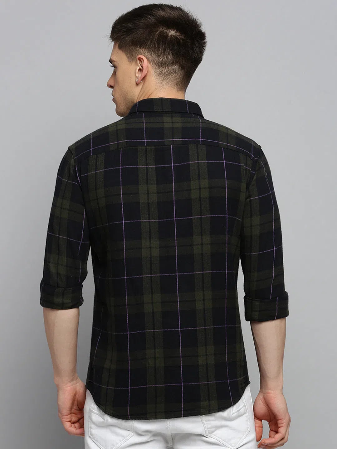 Men's Green Checked Cotton Shirt | Casual & Stylish