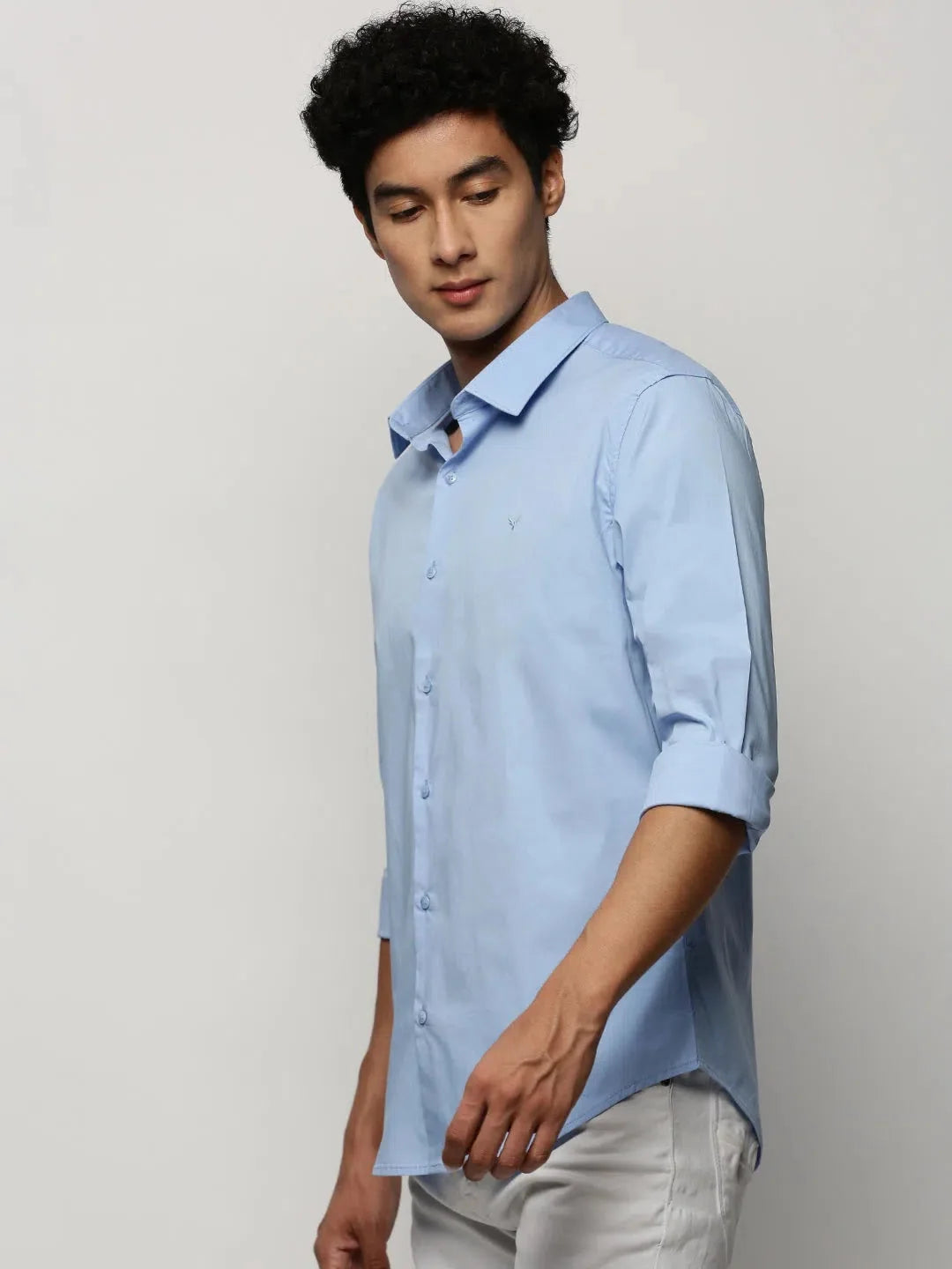 Men's Blue Solid Cotton Shirt | Casual & Formal Shirts