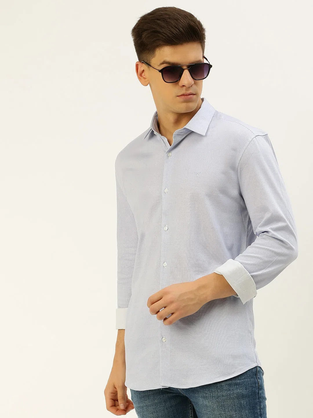 Men Blue Striped Casual Shirt-ATHERKNITS-5000-Blue