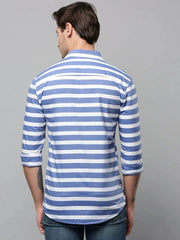 Men Blue Striped Casual Shirt-COMPACTSTRIPE-4793-Blue