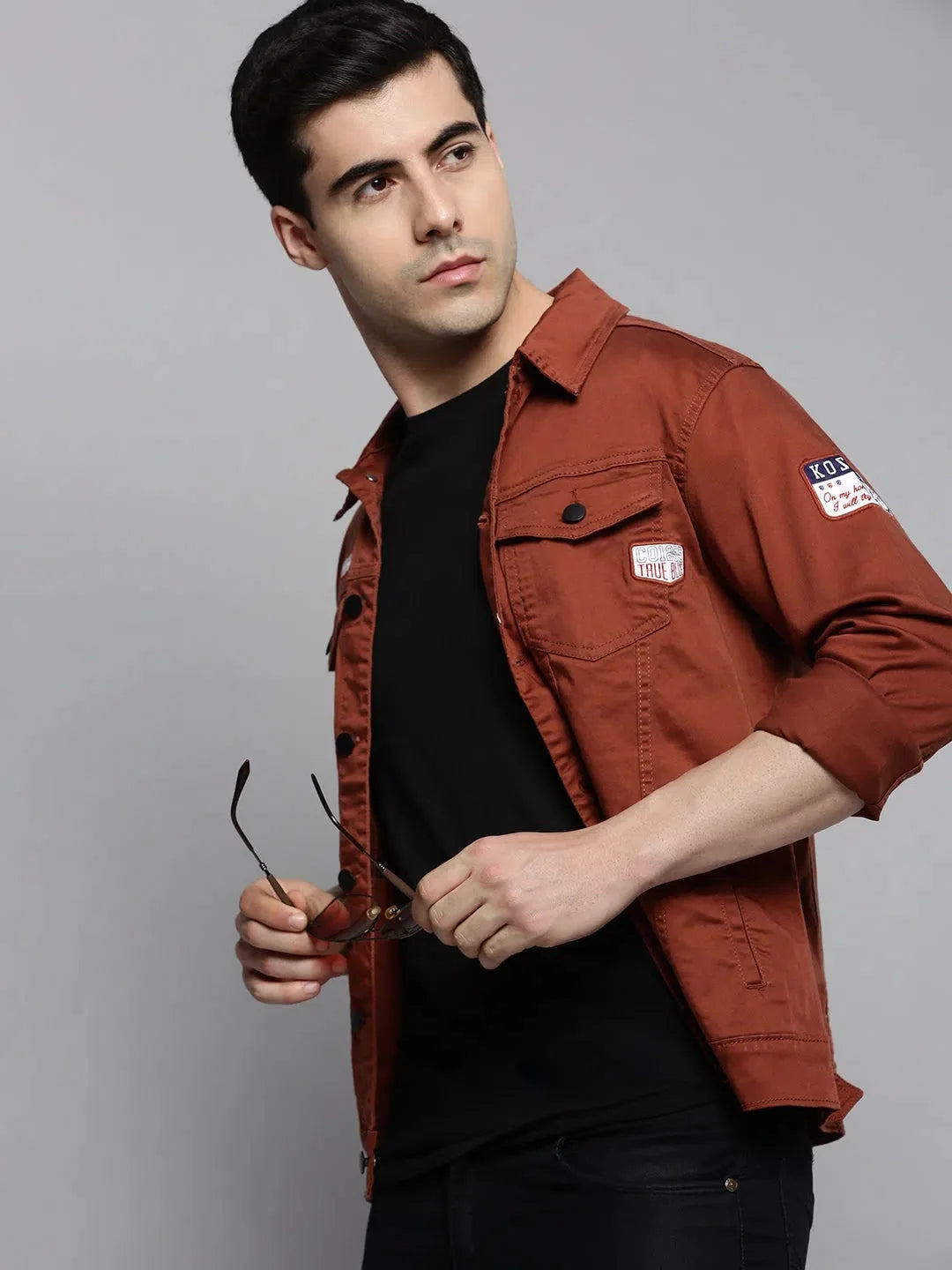 Men Orange Solid Casual Shirt-KZ-12067-Rust