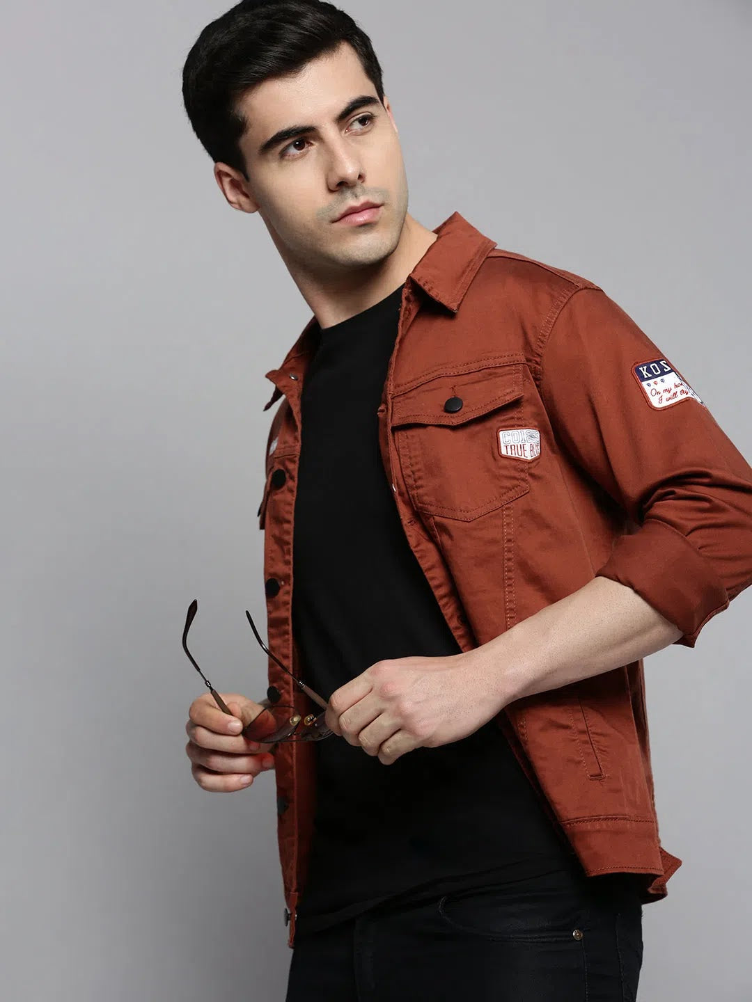 Orange Solid Mens Shirt - Cotton Casual Shirts for Men