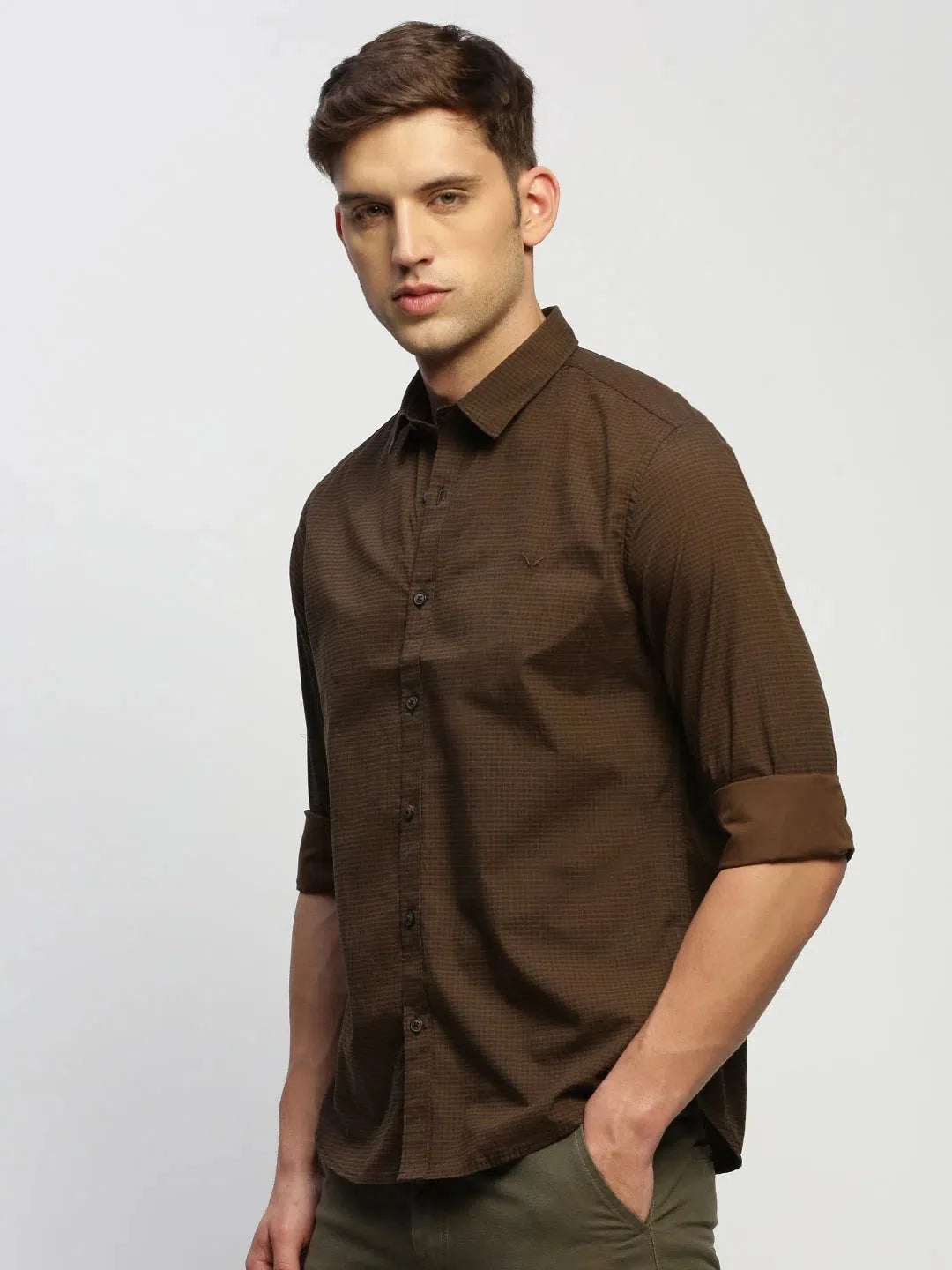 Brown Striped Cotton Mens Shirt | Casual Shirt Online - DesiQlo