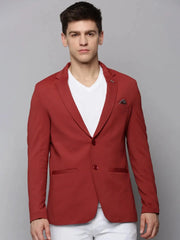 Men Orange Solid Blazer-EXES-3001-Rust