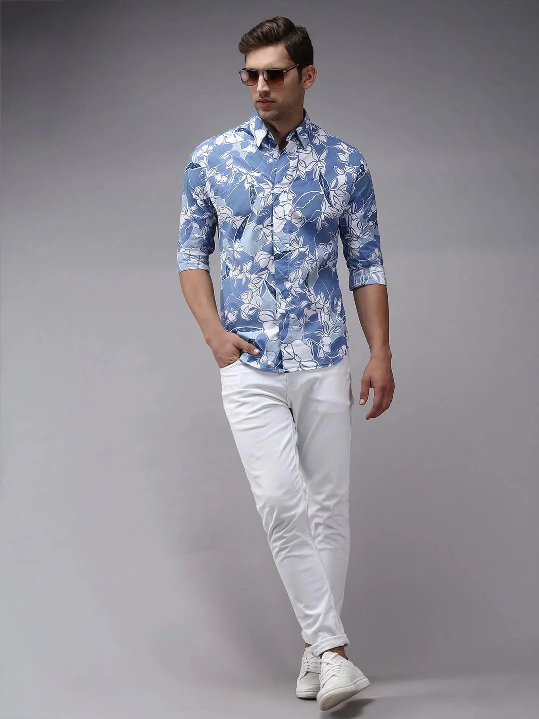 Trending Blue Printed Mens Shirt - DesiQlo Cotton Casual Shirt