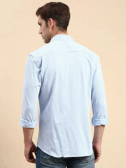Men Blue Checked Casual Shirt-CELLOKNITS-4977-Blue