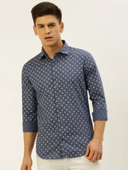 Men Blue Printed Casual Shirt-FLIORIONIEPRINT-3514-Blue