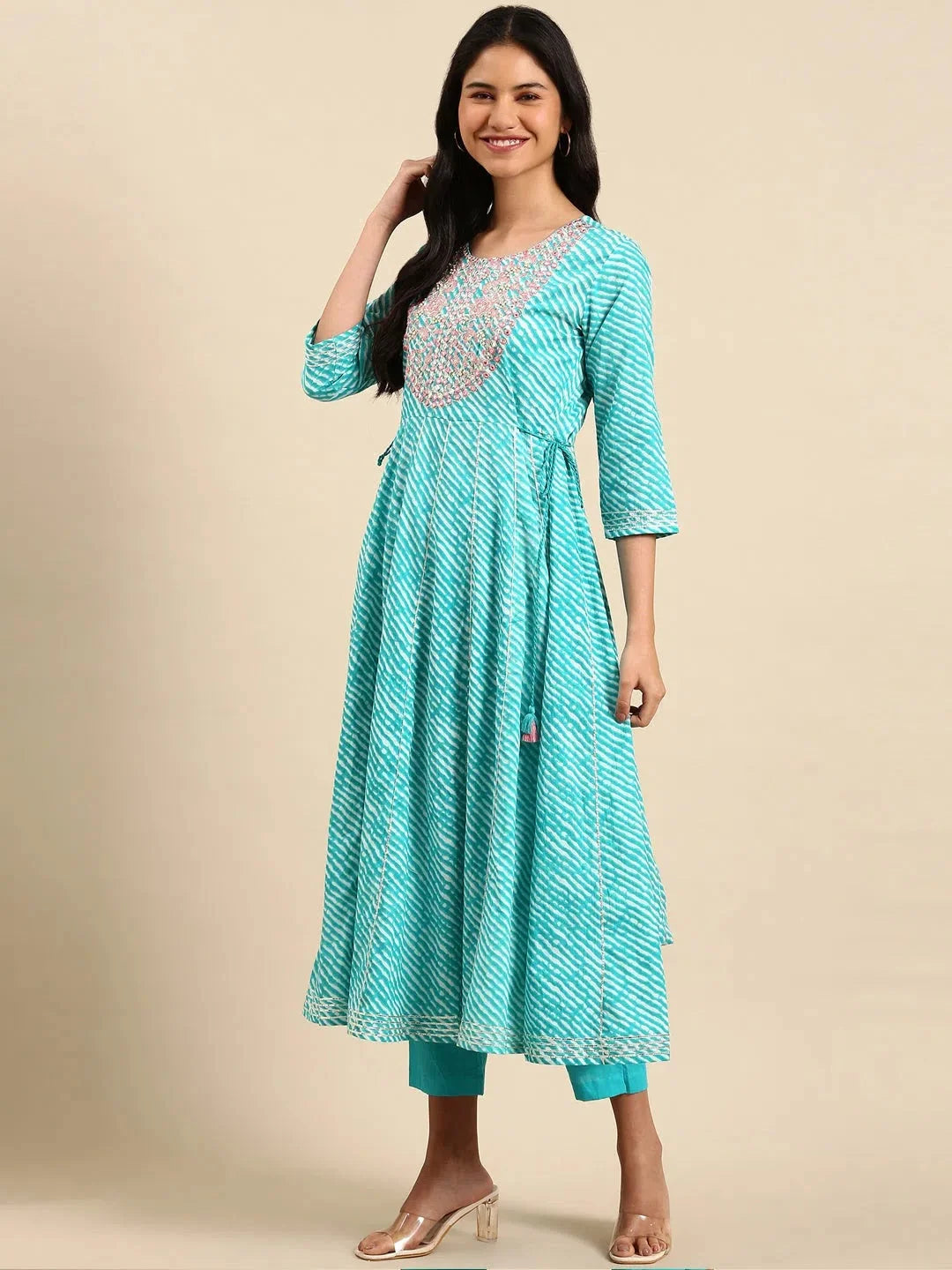 Blue Tie Dye Cotton Kurta Set for Women | Indian Kurta Sets