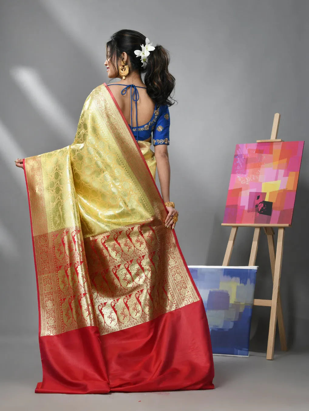 Dijon Yellow Banarasi Saree - Indian Wedding Sarees