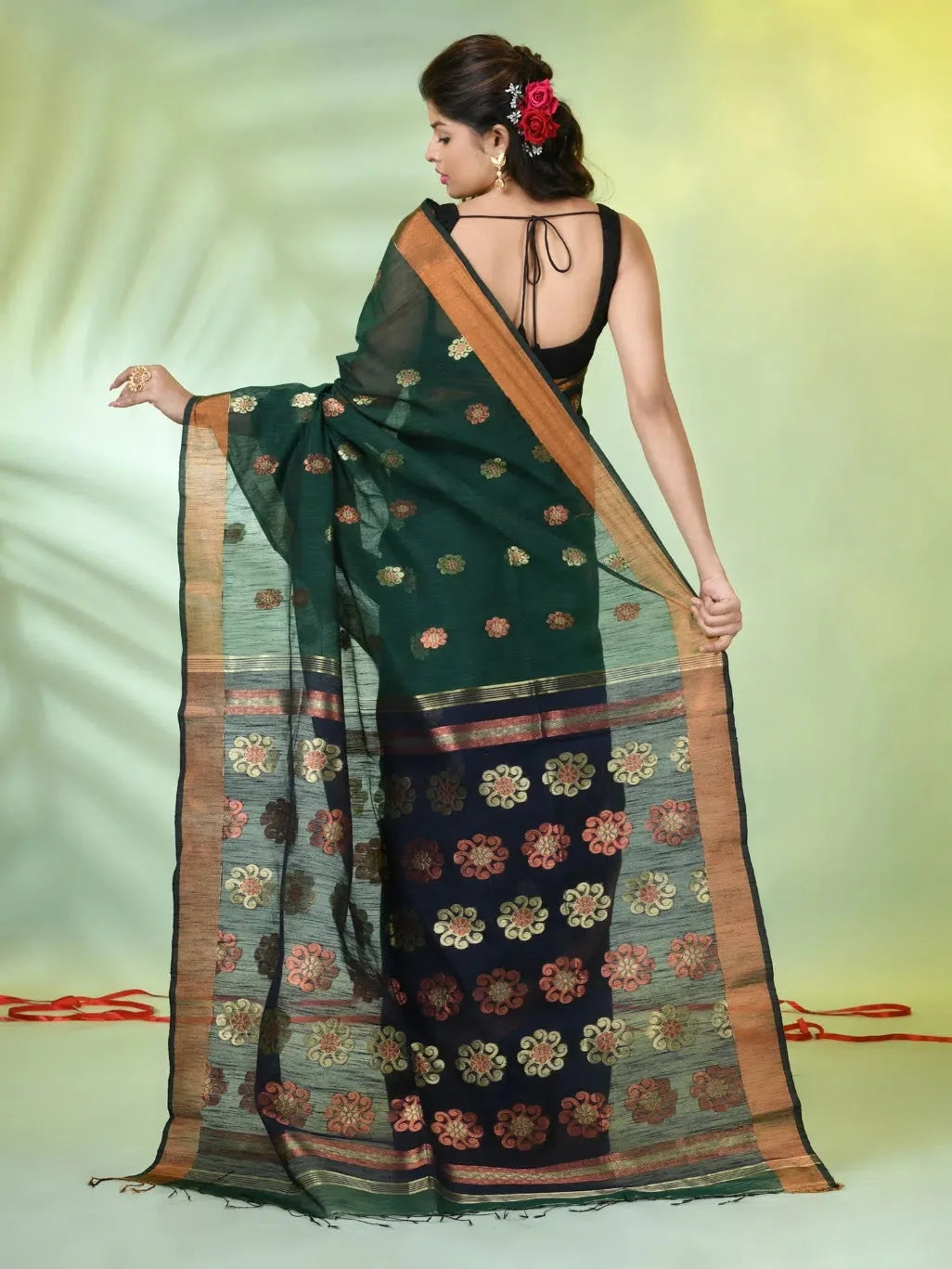 Green Cotton Saree - Designer Sarees India