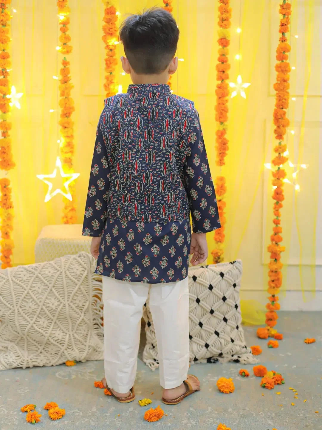 BownBee Boys Blue Printed Kurta Pajama Set: Stylish Indian Wear