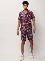 Men Fuchsia Printed Casual Co ords-MARSHALL-1841-Fuchsia