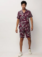 Men Fuchsia Printed Casual Co ords-MARSHALL-1841-Fuchsia