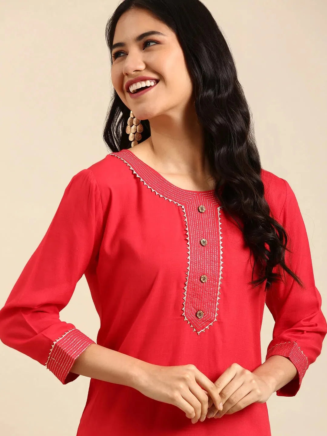 Red Solid Kurta: Stylish Indian Kurta for Women | DesiQlo