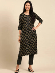 Women's Black Printed Kurta SetKC-7911-Black