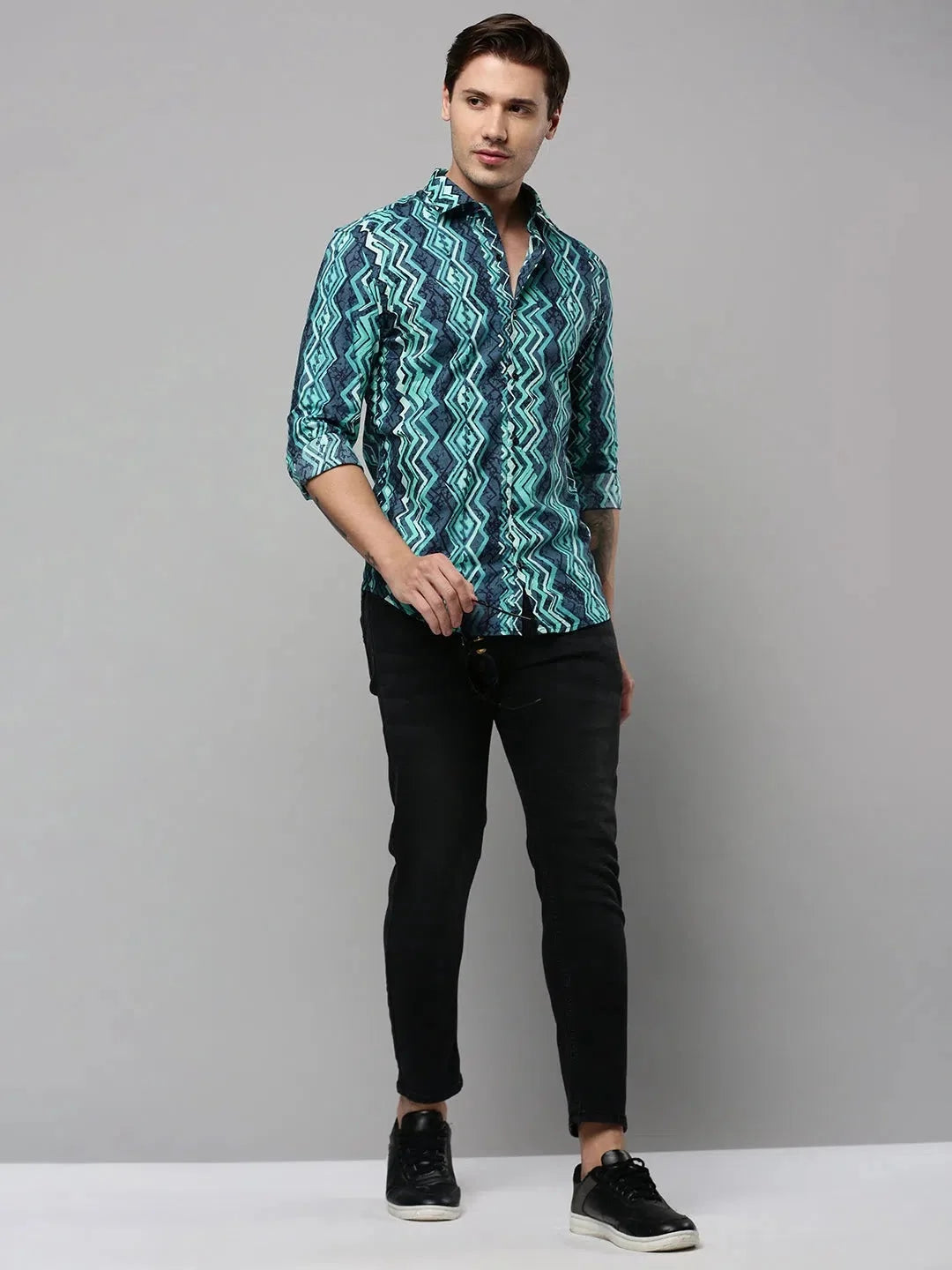 Green Printed Cotton Mens Shirt | Stylish Casual Shirts